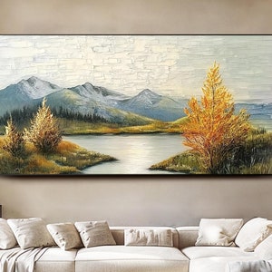 Landscape Oil Painting on Canvas Original Green Texture Wall Art Large ...