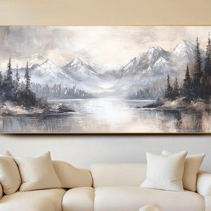 Landscape Oil Painting on Canvas Original Large Minimalist Wall Art Neutral Abstract Wall Art Modern Living Room Wall Art Wabi-sabi Wall Art