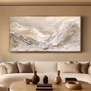 Großes Abstraktes Ölgemälde der Berge auf Leinwand Original Beige Texture Wandkunst Moderne Wohnzimmer Wandkunst Benutzerdefinierte Ölgemälde Büro Dekor