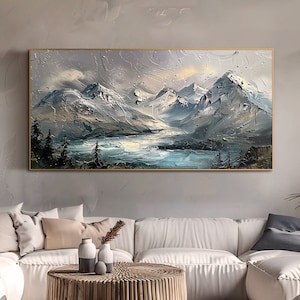 See Berg See Ölgemälde auf Leinwand Original 3d Textur Wandkunst Wohnzimmer Wandkunst Benutzerdefinierte Ölgemälde Landschaftswandkunst