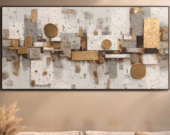 Original Abstraktes Ölgemälde Neutrale Geometrische Wand Kunst Wohnzimmer Wand Dekoration