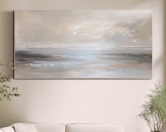 Abstract Wabi-sabi Wall Art Ocean Oil Painting on Canvas Large Wall Art Modern Living Room Wall Art Minimalist Wall Art Japandi Wall Art