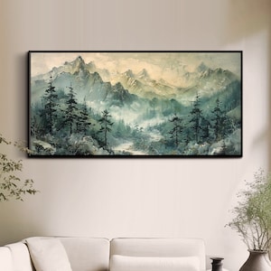 Landschaft Ölgemälde Auf Leinwand Original Große Wandkunst Grüne Berg Wand Kunst Moderne Wohnzimmer Wand Kunst Grüne Waldlandschaft Wand Kunst