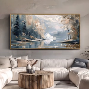 Landscape Oil Painting On Canvas Original Large Wall Art Modern Living Room Wall Art Abstract Mountain Lake Landscape Painting Oil Painting
