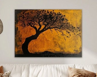 Original Abstract Painting Large Abstract Tree Painting On Canvas Hand Painted Wall Art Modern Living Room Wall Art Brown Canvas Painting