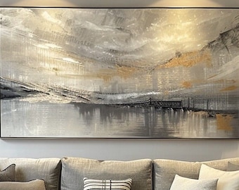 Large Abstract Oil Painting on Canvas Original Grey Texture Wall Art Modern Living Room Wall Art Custom Wall Decor Trendy Neutral Wall Art