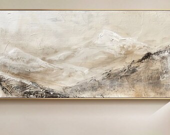 Große Wand Kunst Abstrakte Landschaft Ölgemälde auf Leinwand 3D Textur Wand Kunst Moderne Abstrakte Wand Kunst Wohnzimmer Wand Kunst Neutrale Wand Kunst