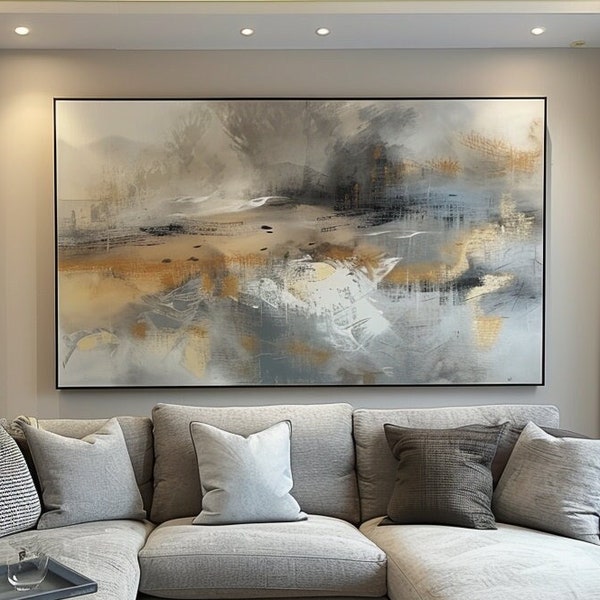 Original Abstract Painting Large Abstract Painting On Canvas Hand Painted Wall Art Textured Wall Art Living Room Decor Gray Canvas Painting