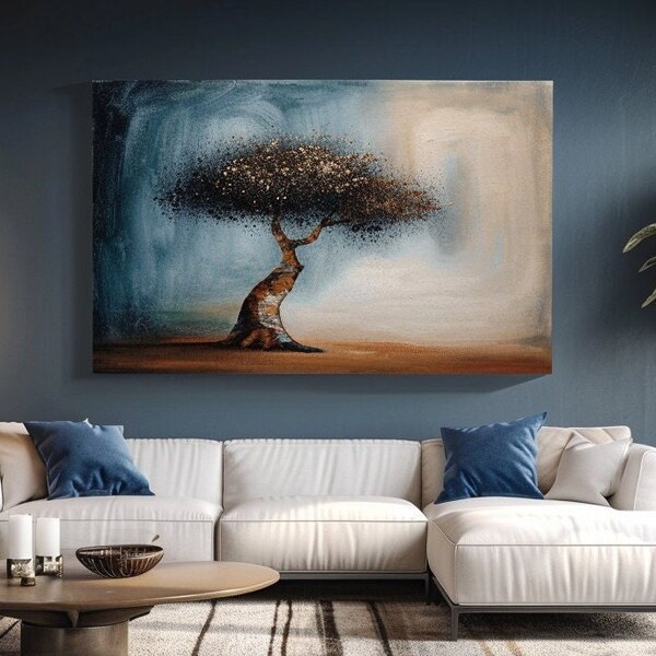 Large Abstract Tree Painting on Canvas Original Texture Wall Art Large Living Room Wall Art Modern Minimalist Wall Art Custom Gift Painting