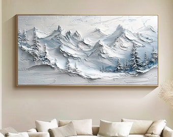 Snowy Mountain Wall Art Large White 3d Texture Wall Art Abstract Mountain Painting Minimalist Wall Art Canvas Wall Art Custom Oil Painting