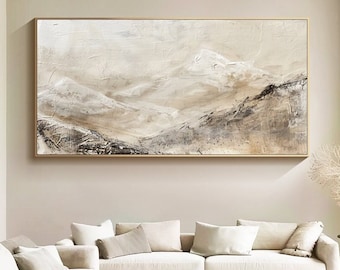 Large Wall Art Abstract Landscape Oil Painting on Canvas 3D Texture Wall Art Modern Abstract Wall Art Living Room Wall Art Neutral Wall Art