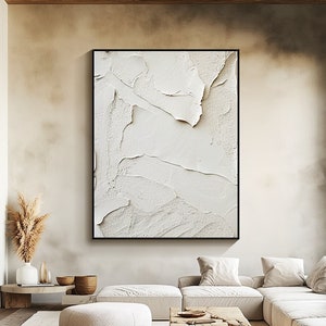 Abstract Textured Paintings on Canvas Withe Abstract Painting Large Wall Art White Minimalist Painting Textured Wall Art Living Room Decor zdjęcie 1