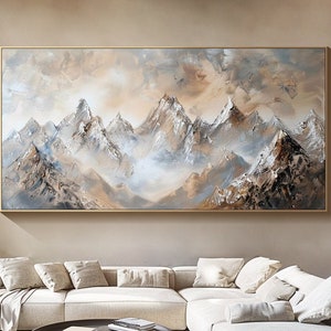 Large Wall Art Large Mountain Scenery Painting on Canvas Original Textured Wall Art Modern Abstract Mountain Wall Art Living Room Wall Art