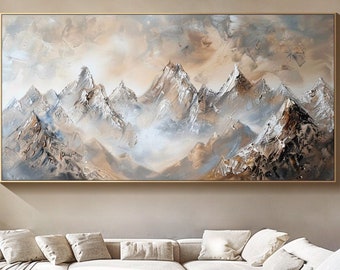 Large Wall Art Large Mountain Scenery Painting on Canvas Original Textured Wall Art Modern Abstract Mountain Wall Art Living Room Wall Art