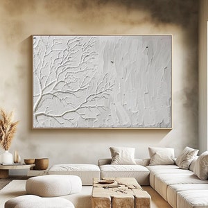 Large Abstract Impasto Painting on Canvas Original Wabisabi Wall Art White Texture Oil Painting Large 3d Wall Art Modern Minimalist Wall Art