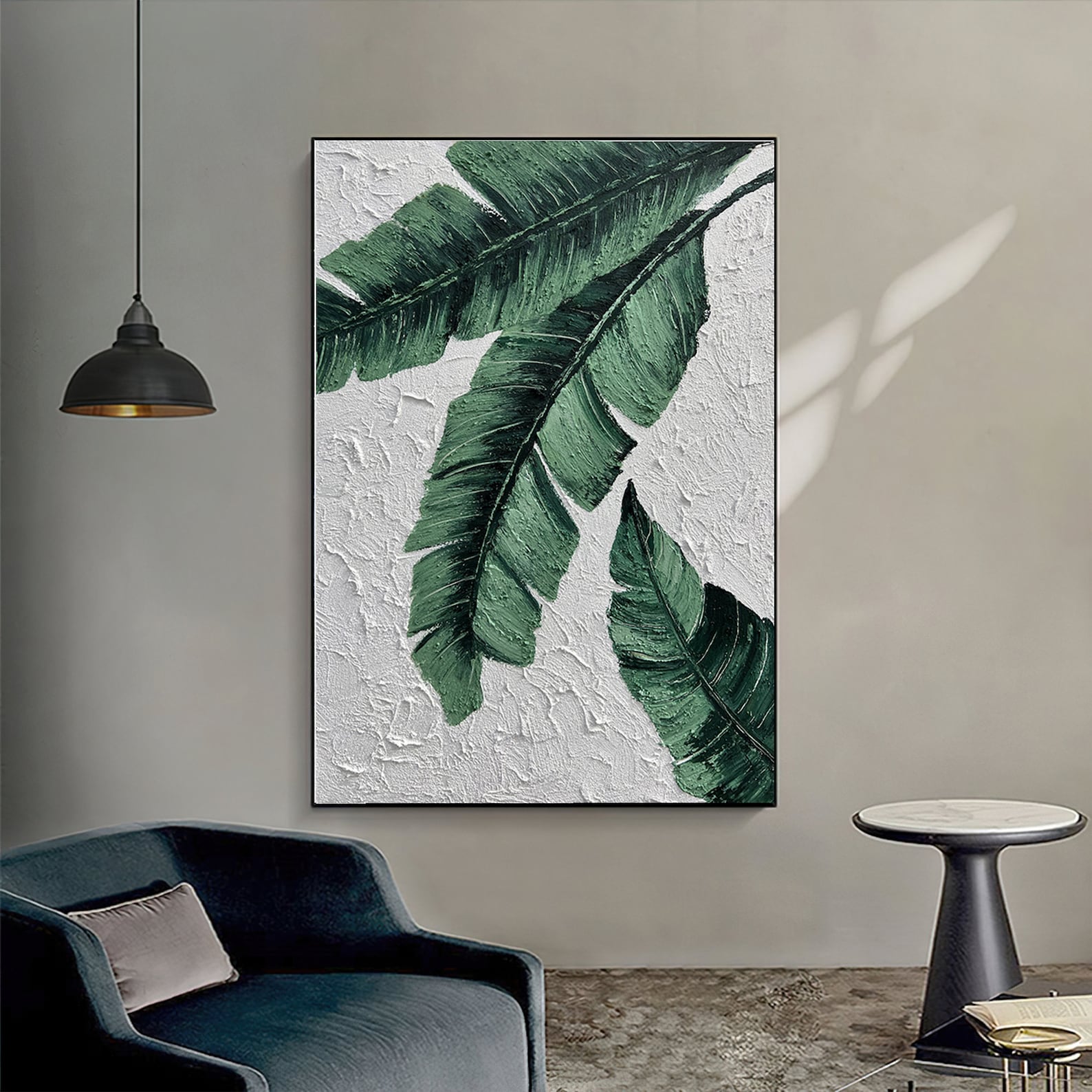 Painting on Canvas Green Leaves Large 3D Green Wall Art - Etsy