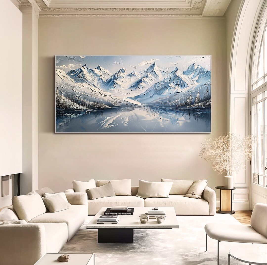 Abstract Snowy Landscape Wall Art 3d Texture Mountain Oil Painting on ...