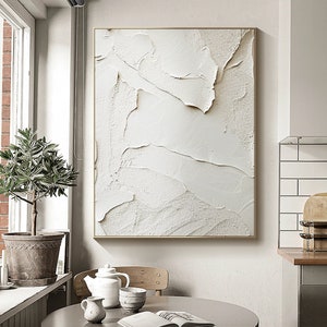 Abstract Textured Paintings on Canvas Withe Abstract Painting Large Wall Art White Minimalist Painting Textured Wall Art Living Room Decor zdjęcie 5