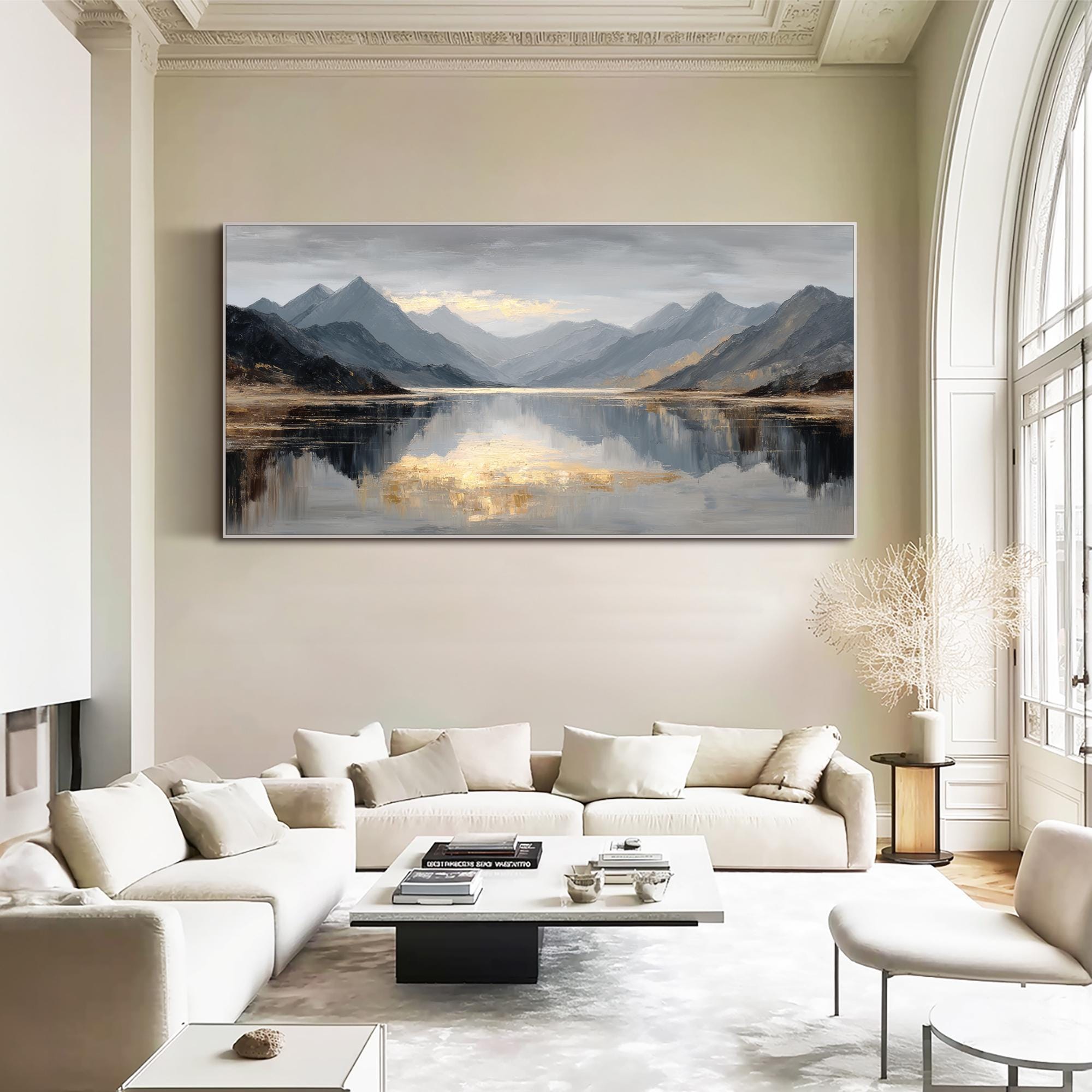 Mountain Lake Oil Painting Textured Landscape Wall Art Original Hand ...