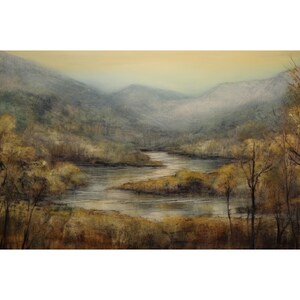 Mountain River Oil Painting on Canvas Original Landscape Wall Art ...