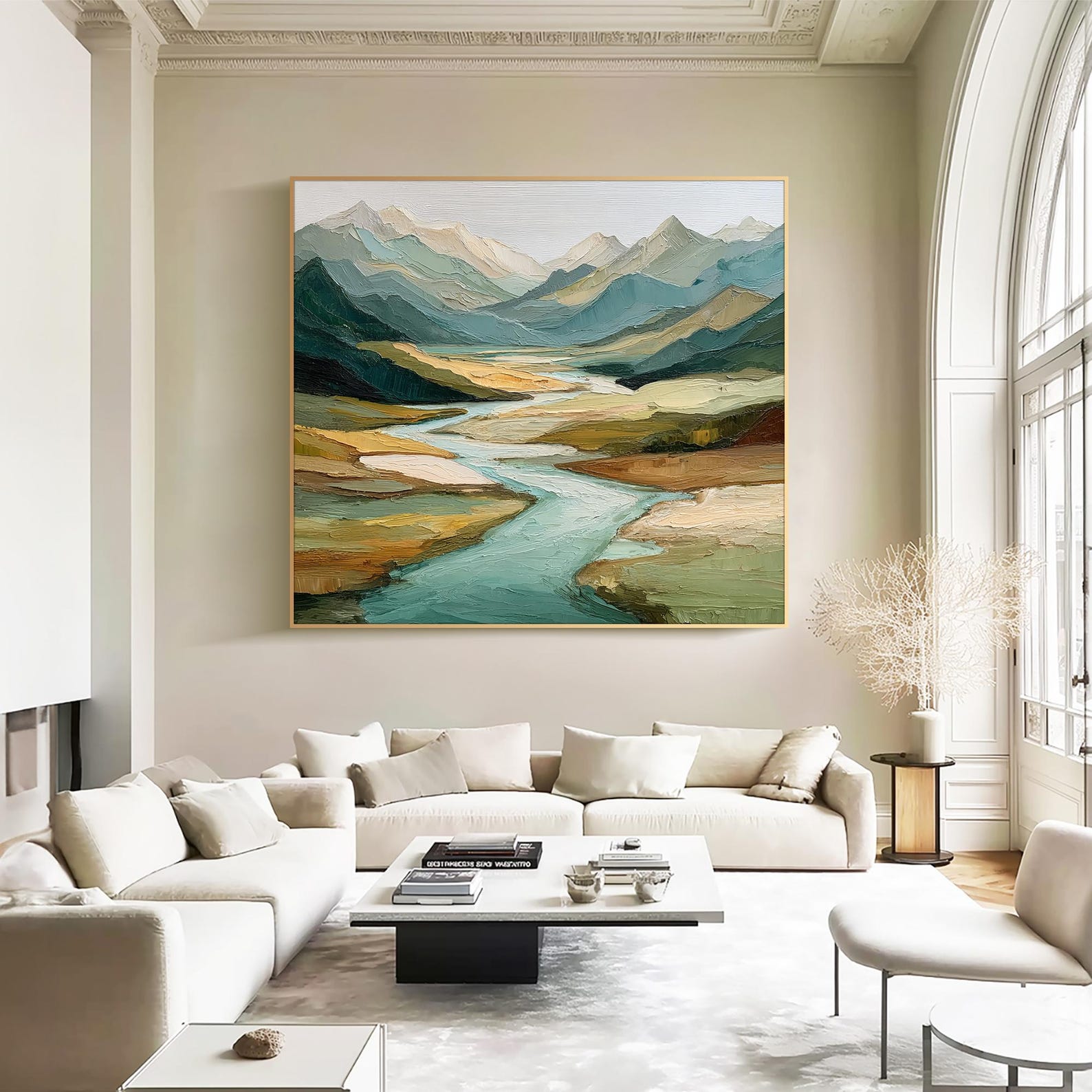 Abstract Landscape Oil Painting Mountain Wall Art Textured Nature Wall ...