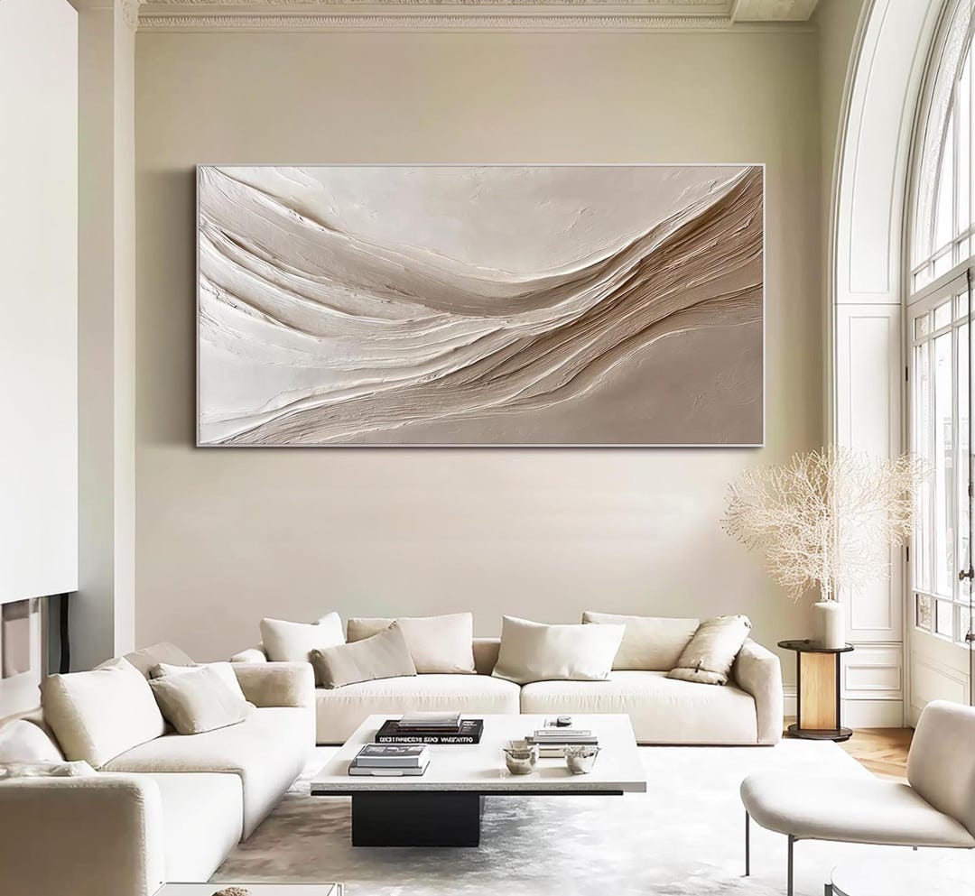 Abstract Oil Painting Large Textured Wall Art Minimalist Neutral Wall ...