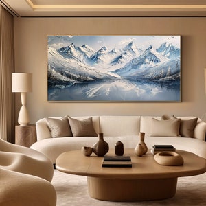 Abstract Snowy Landscape Wall Art 3d Texture Mountain Oil Painting on ...