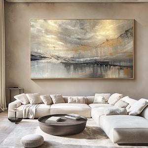 Large Abstract Oil Painting on Canvas Original Grey Texture Wall Art ...