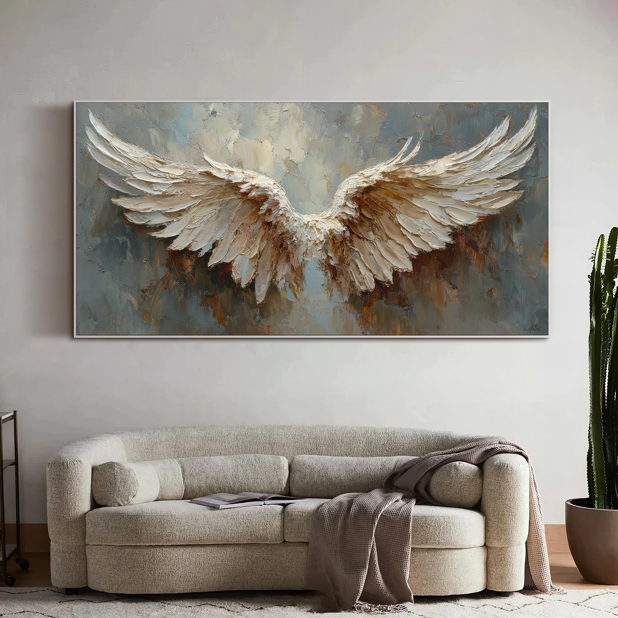 Angel Wings Wall Art Large Textured Wall Decor Abstract Oil Painting ...