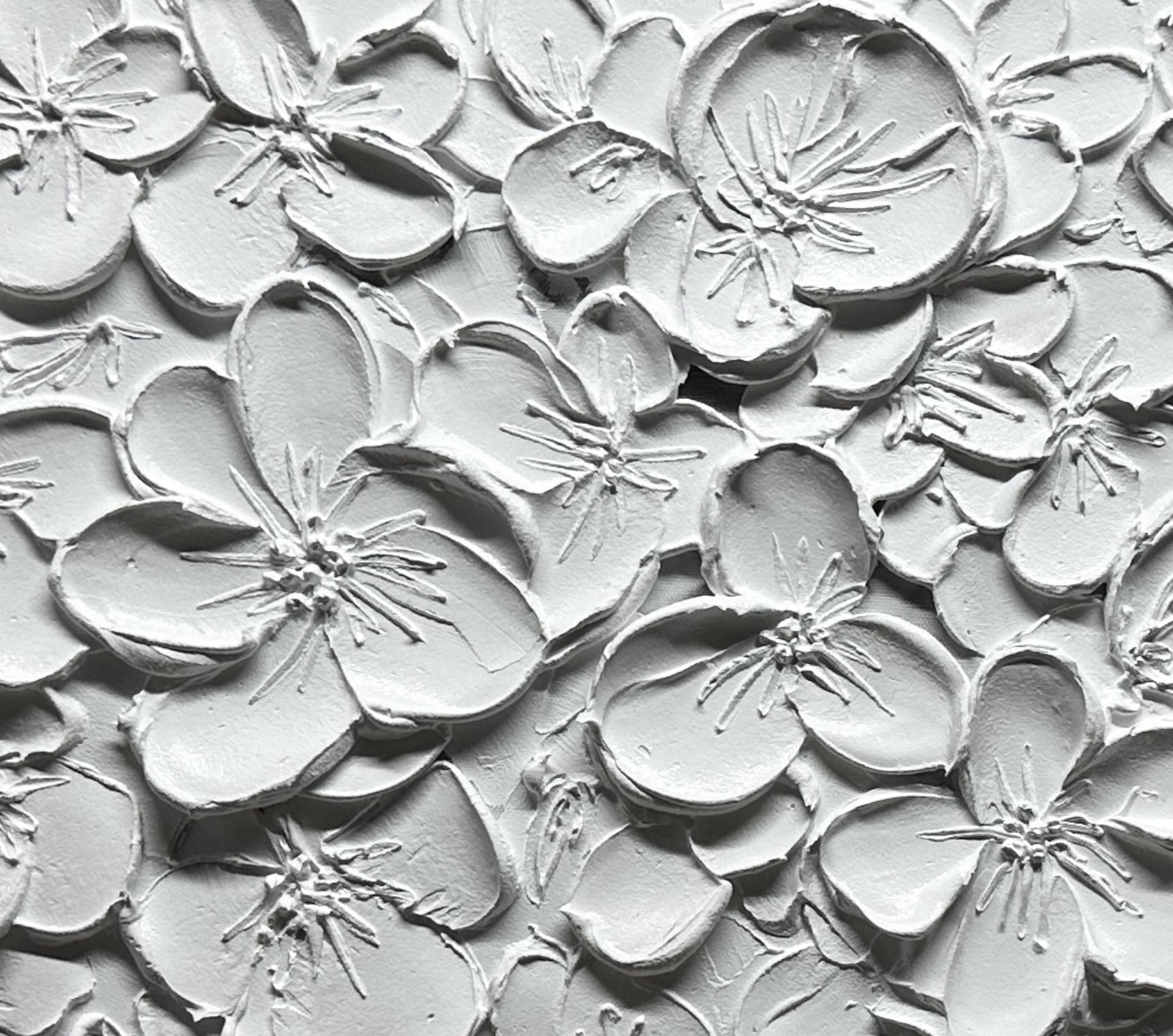 White Abstract Oil Painting on Canvas Original Texture Floral Wall Art ...