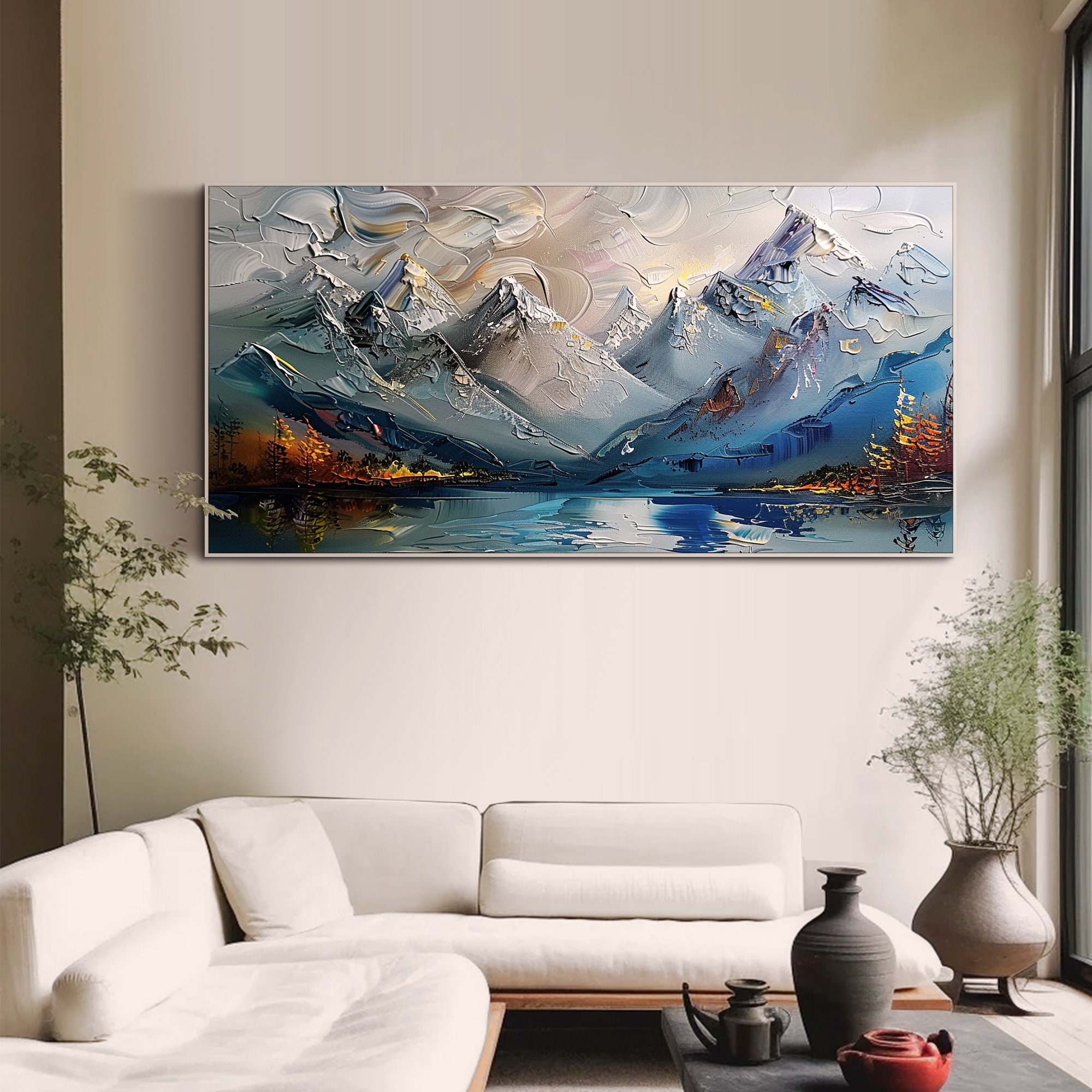 Large Texture Wall Art Mountain Oil Painting on Canvas Original ...