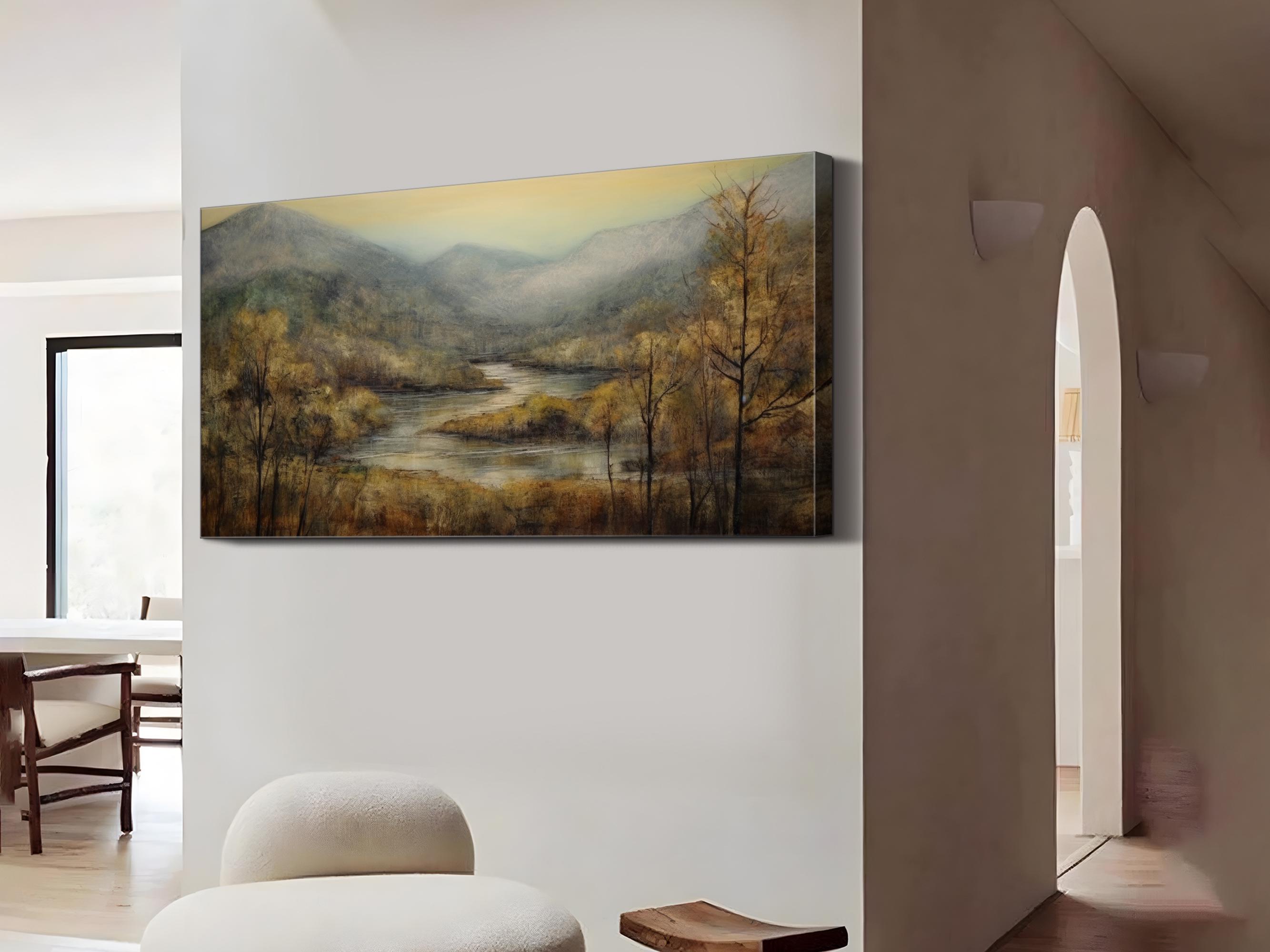 Mountain River Oil Painting on Canvas Original Landscape Wall Art ...