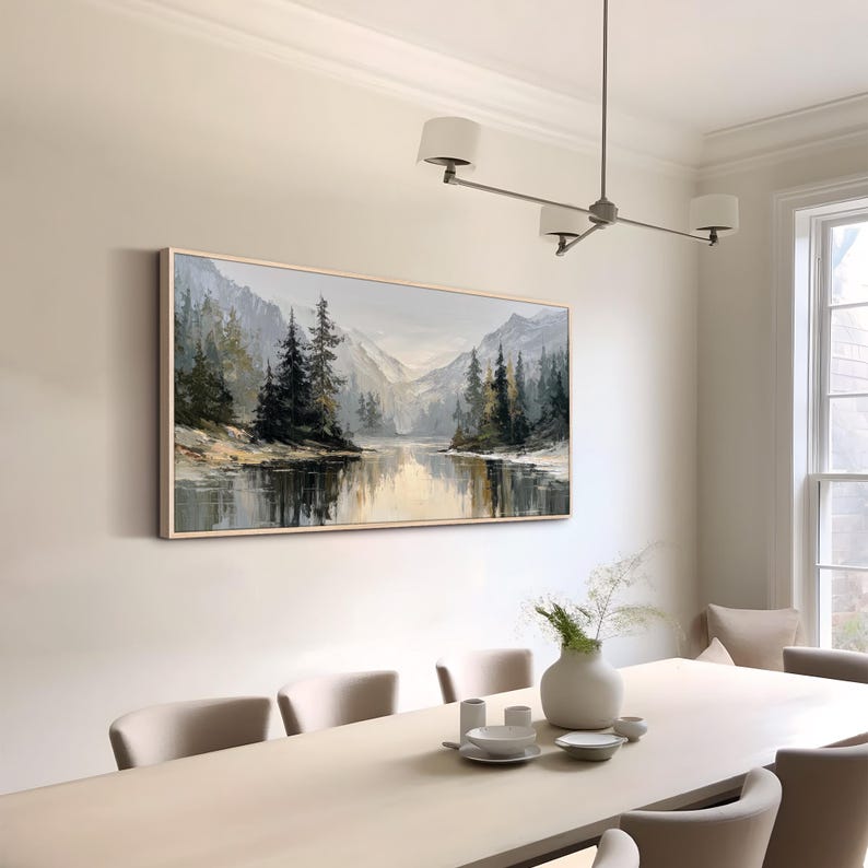 Original Landscape Oil Painting Mountain Woodland Wall Art Textured ...