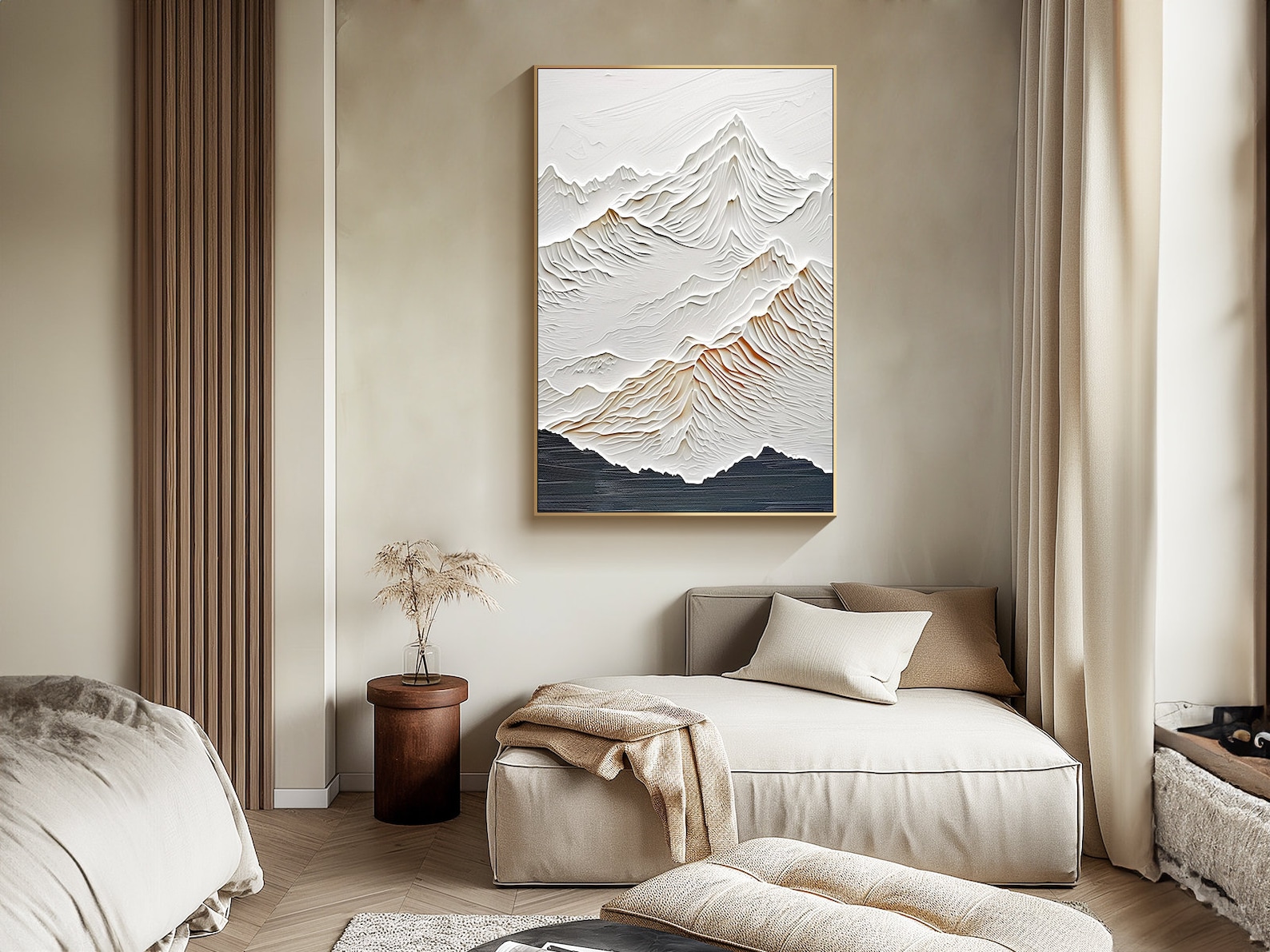 Abstract Mountain Painting on Canvas Original Texture Wall Art White 3d ...