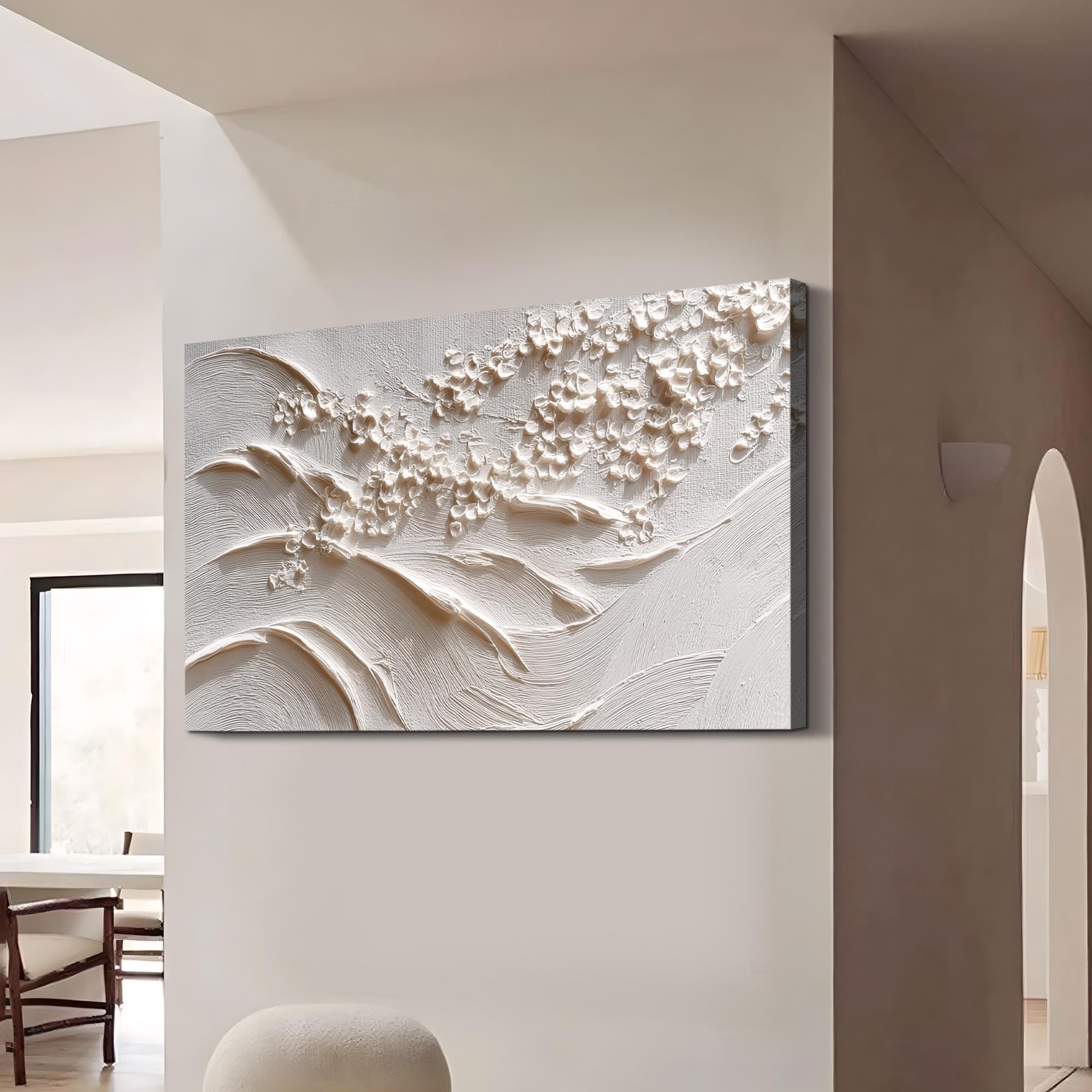 White Textured Abstract Painting Minimalist Neutral Wall Art 3D Impasto ...