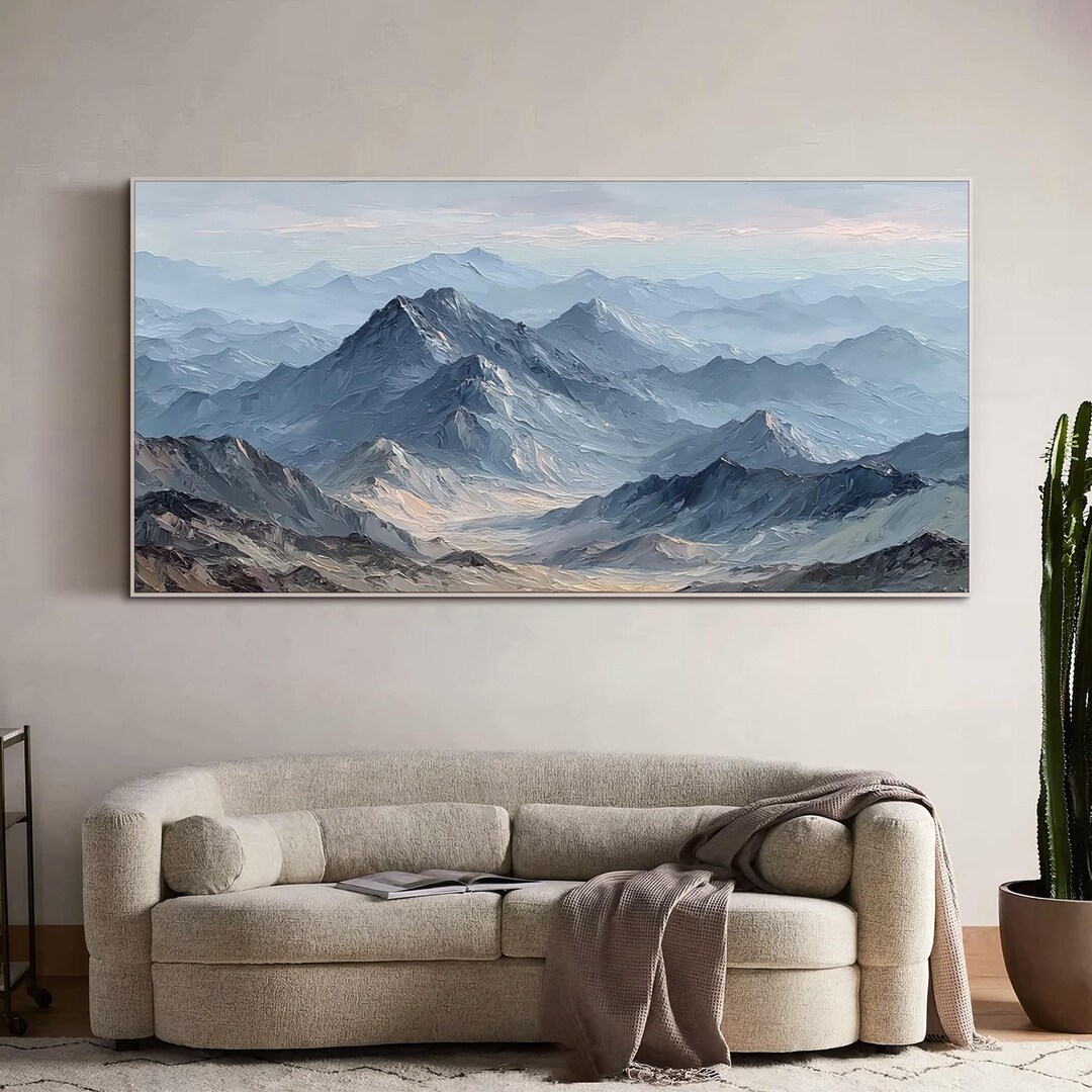 Original Landscape Oil Painting Mountain Layered Textured Wall Art for ...