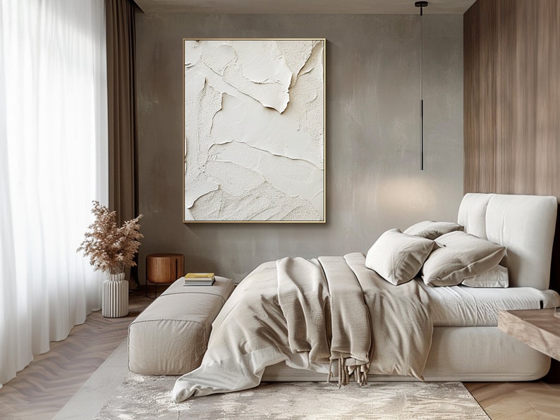 Abstract Textured Paintings on Canvas Withe Abstract Painting Large Wall Art White Minimalist Painting Textured Wall Art Living Room Decor zdjęcie 8