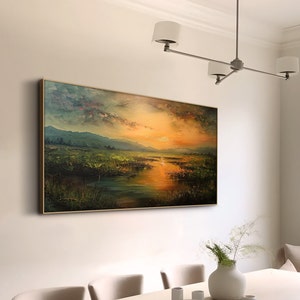 Abstract Landscape Oil Painting On Canvas Original Large Wall Art Canvas Wall Art 3d Wall Art Living Room Wall Art Sunset Texture Wall Art image 4
