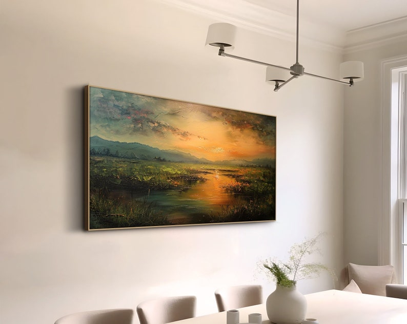 Abstract Landscape Oil Painting On Canvas Original Large Wall Art Canvas Wall Art 3d Wall Art Living Room Wall Art Sunset Texture Wall Art image 4