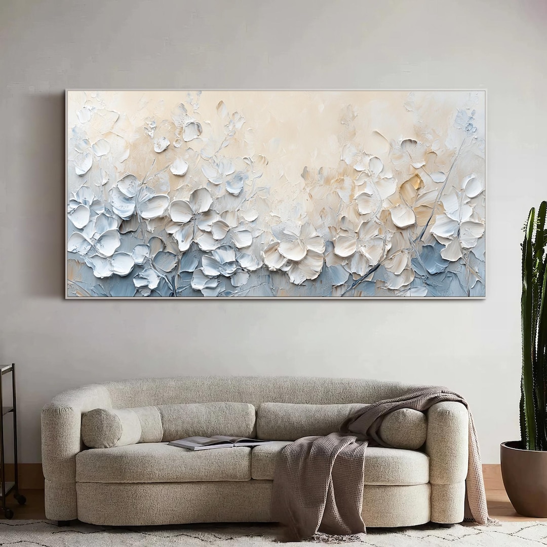 Abstract Flower Oil Painting Textured Floral Wall Art Livingroom Wall ...