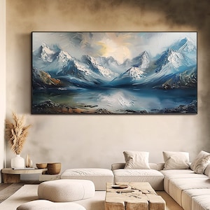 Large 3d Texture Landscape Wall Art Mountain Lake Painting on Canvas ...