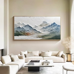 Large Abstract Mountains Painting on Canvas 3d Heavy Textured Mountain ...