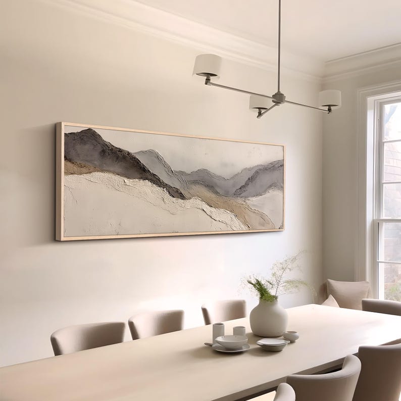 Photo inspiration: Visual Reference: Minimalist Abstract Mountain Oil Painting Textured Horizon Landscape