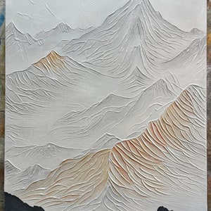 Abstract Mountain Painting on Canvas Original Texture Wall Art White 3d ...