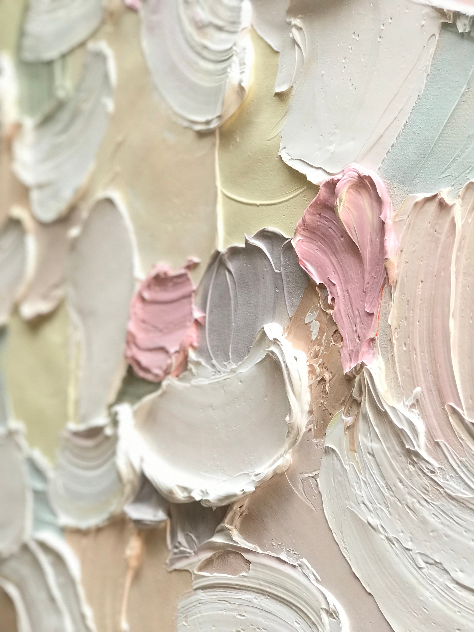 Creamy Petal Flower Painting on Canvas Boho 3d Floral Wall Etsy