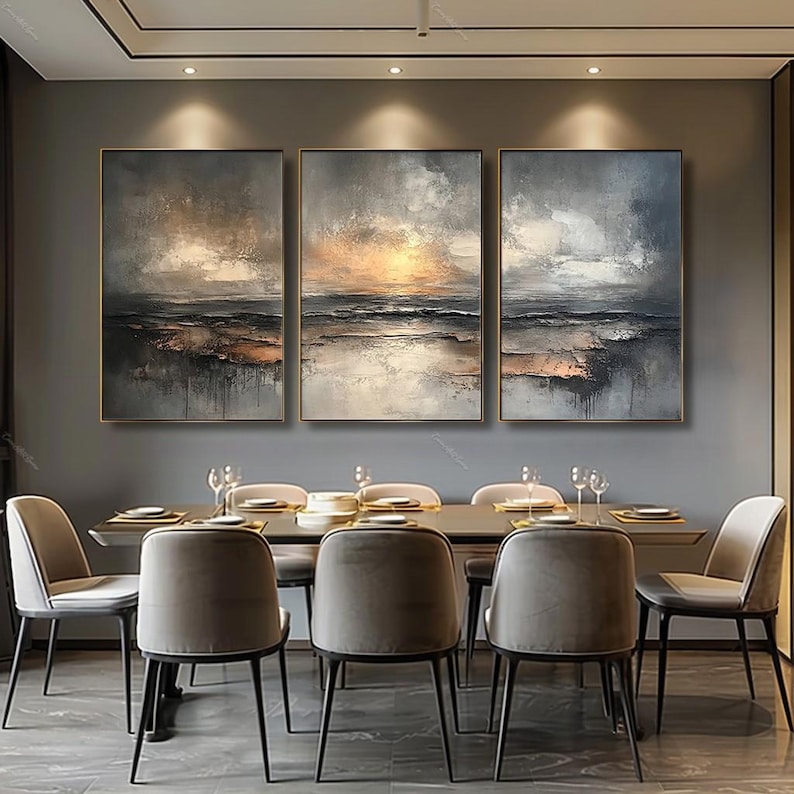 Original Abstract Oil Painting Large 3d Triptych Wall Art A Set of 3 ...
