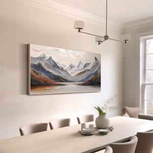 Mountain Oil Painting on Canvas Original Mountain Wall Art Neutral ...