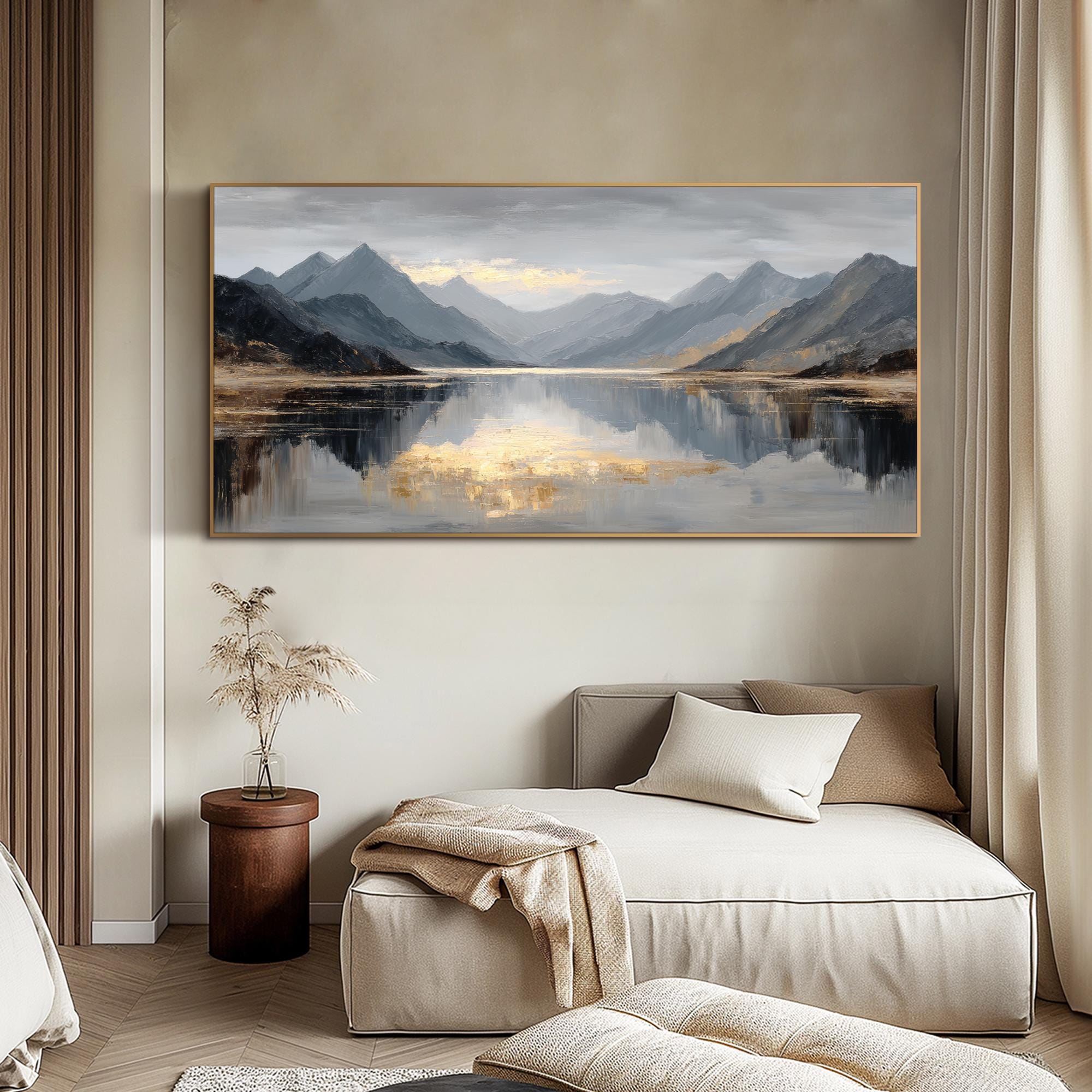 Mountain Lake Oil Painting Textured Landscape Wall Art Original Hand ...