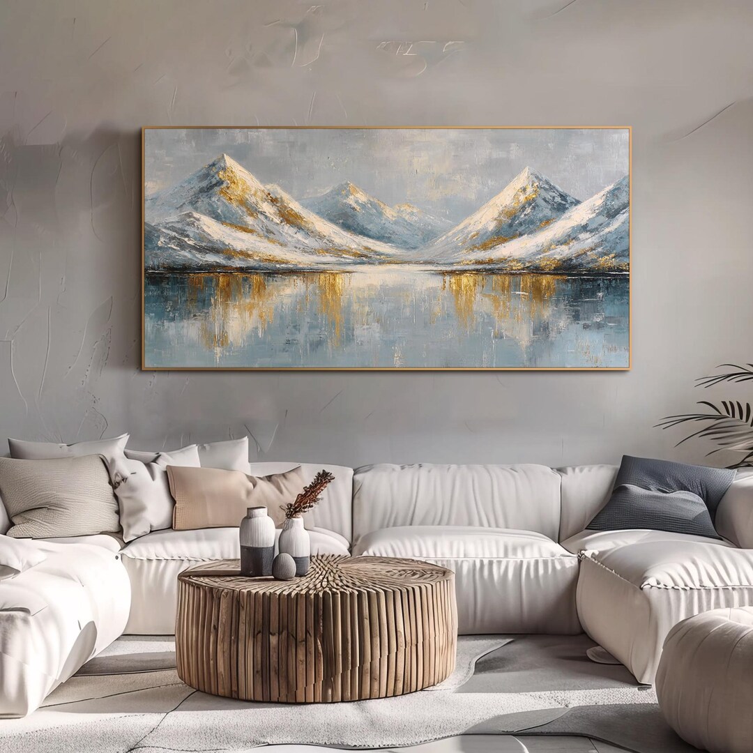 Original Landscape Oil Painting Textured Snow Mountain Wall Art Living ...