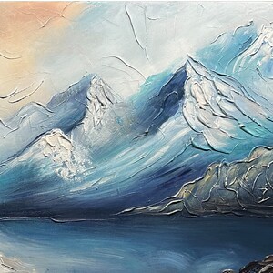 Large 3d Texture Landscape Wall Art Mountain Lake Painting on Canvas ...
